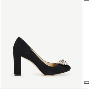 Ann Taylor Annelise Suede Stone Block Heel Pumps